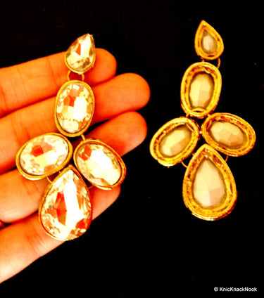 1 x Crystal Applique, Crystal Cabochon, Gold Applique - 140316A3